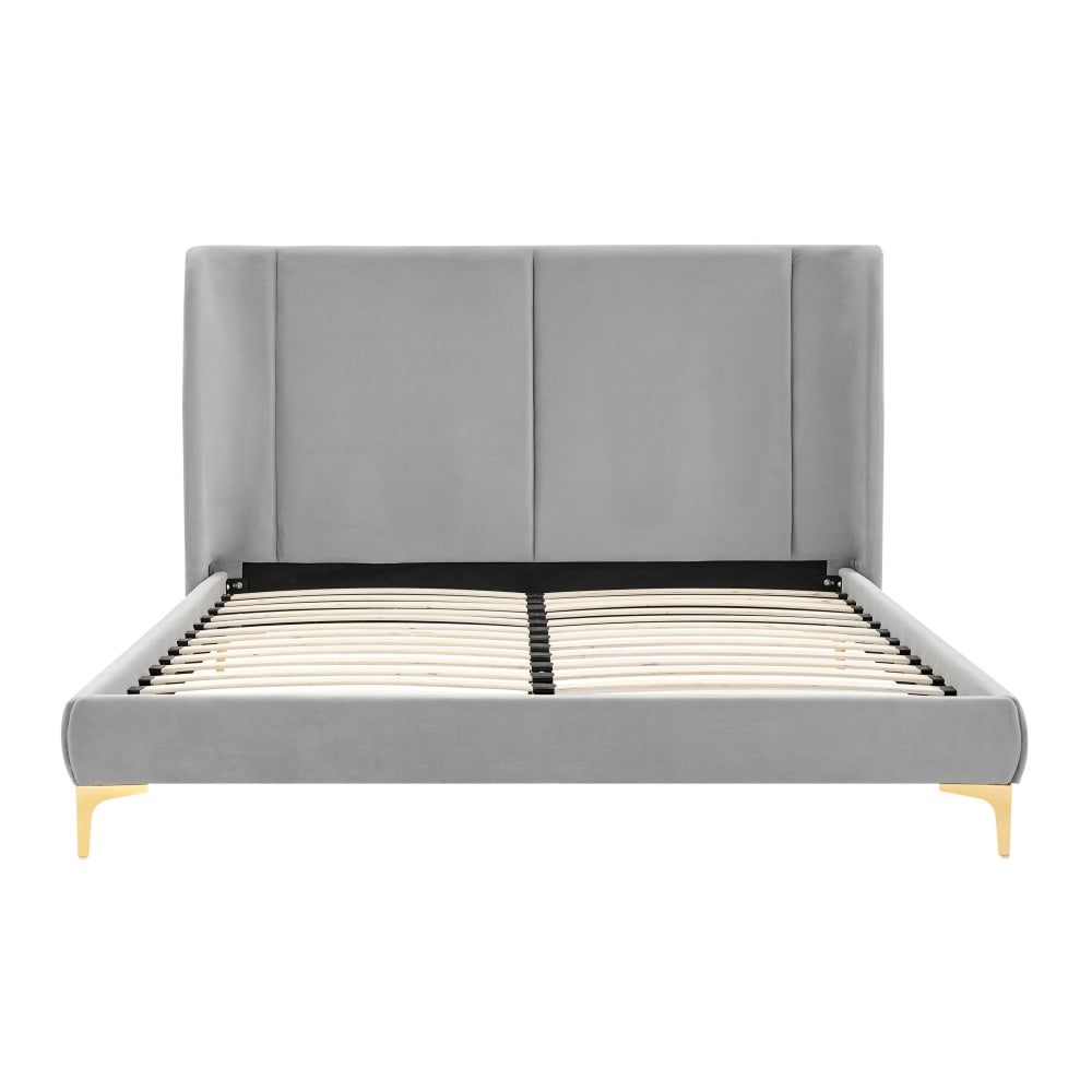 Mendoza Curved Bed Frame - Light Grey Queen Fast shipping On sale