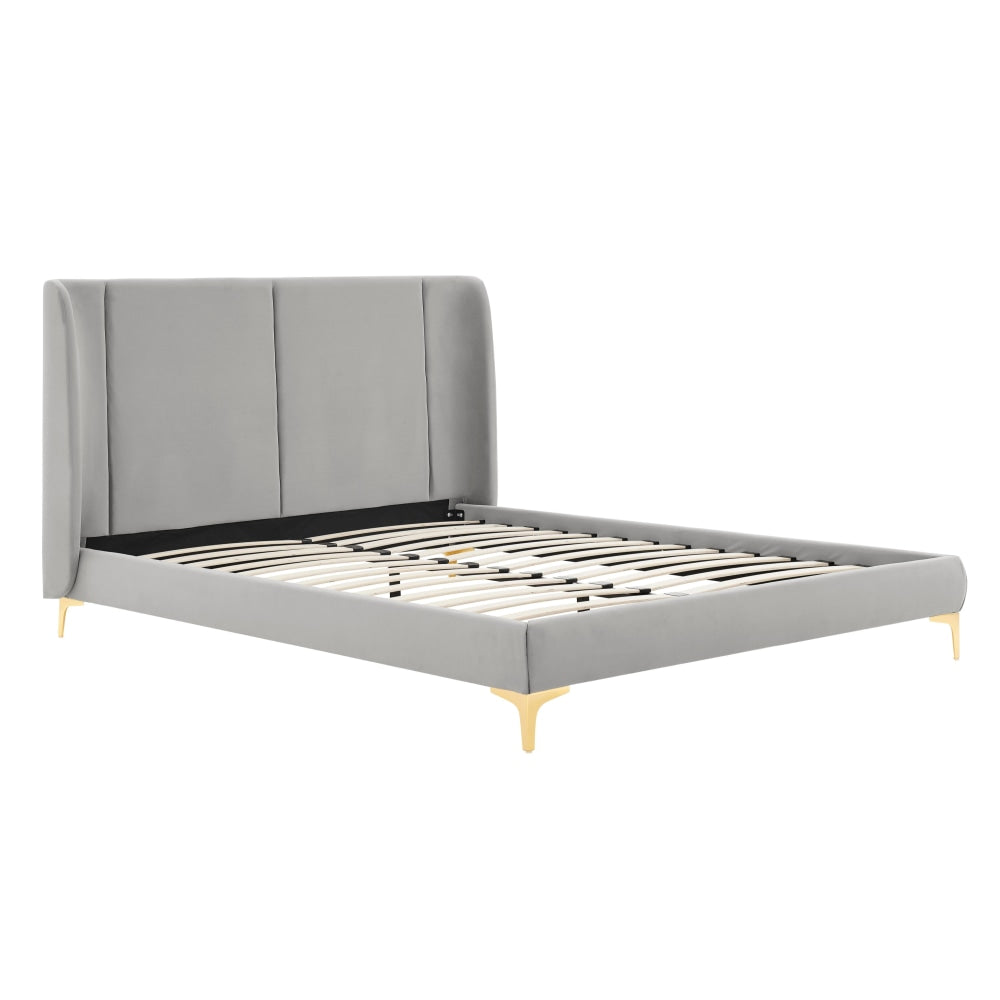 Mendoza Curved Bed Frame - Light Grey Queen Fast shipping On sale