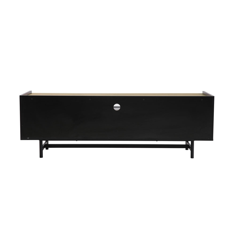 Mesh Lowline TV Stand Entertainment Unit Storage Cabinet 150cm - Black/Natural Fast shipping On sale