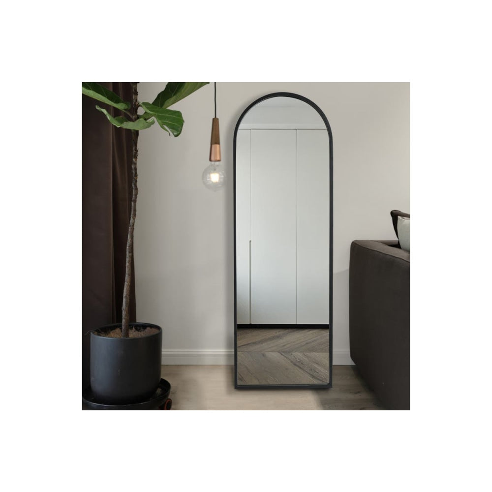 Metal Arched Full Length Mirror - Black Fast shipping On sale