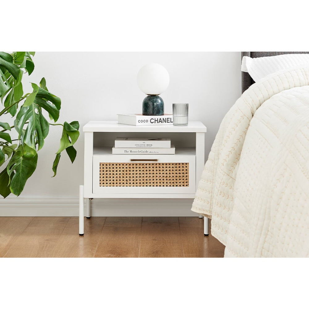 Mia Bedside Nightstand Side Table - White Fast shipping On sale