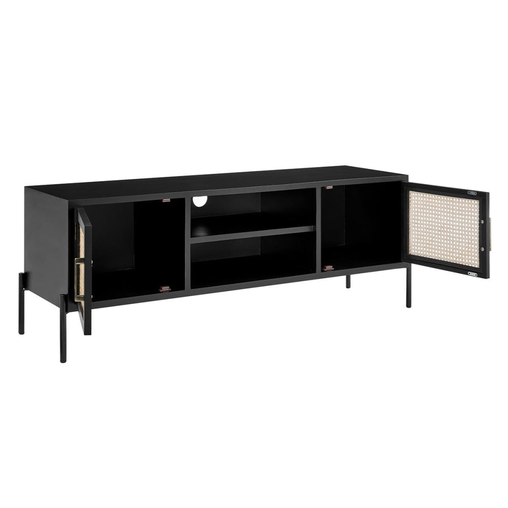 Mia Lowline Entertainment Unit TV Stand Storage Cabinet 144cm - Black Fast shipping On sale