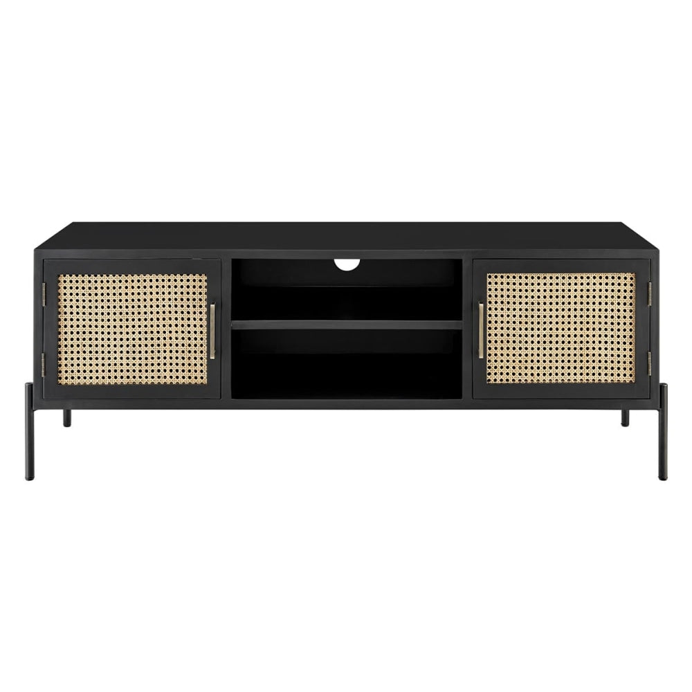 Mia Lowline Entertainment Unit TV Stand Storage Cabinet 144cm - Black Fast shipping On sale