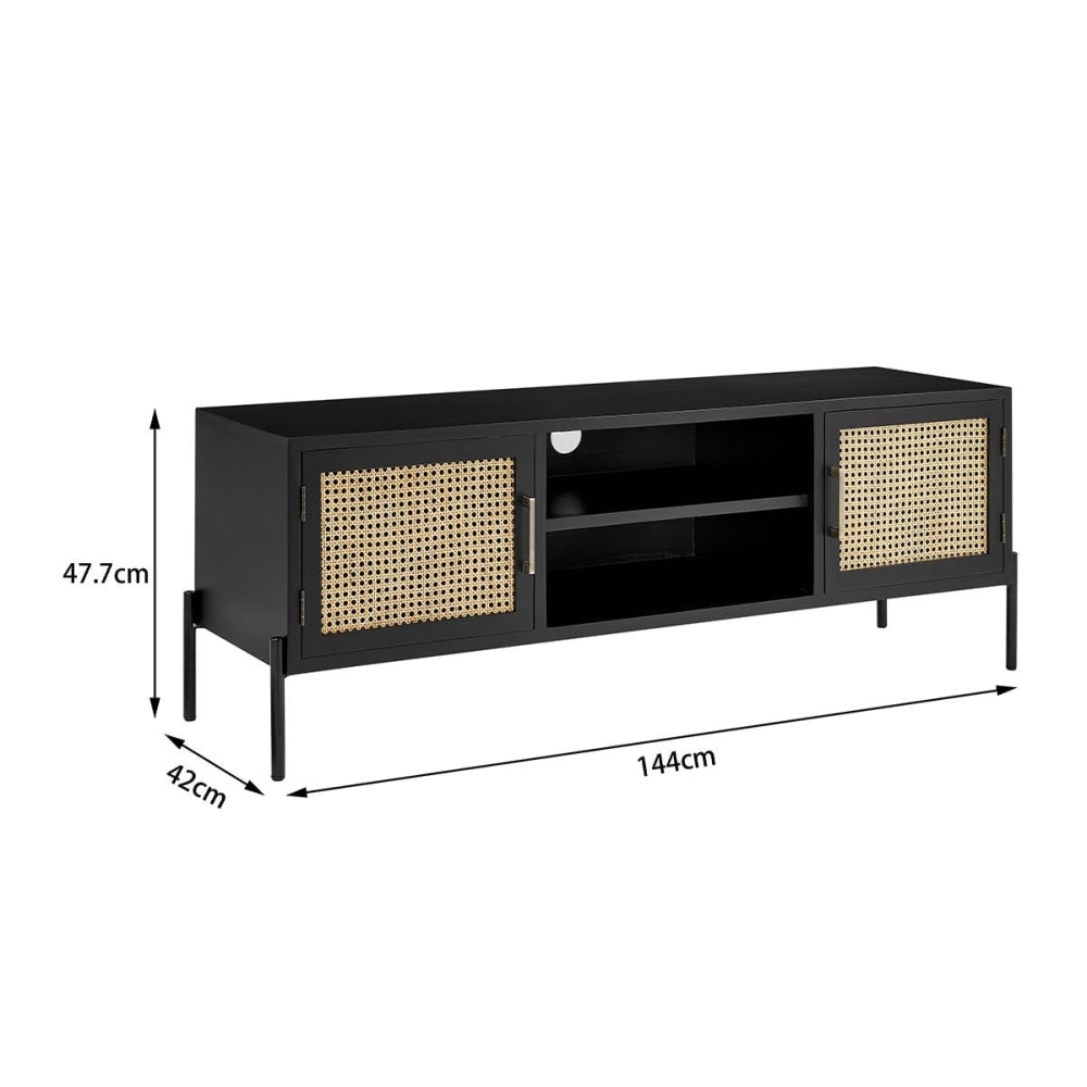 Mia Lowline Entertainment Unit TV Stand Storage Cabinet 144cm - Black Fast shipping On sale