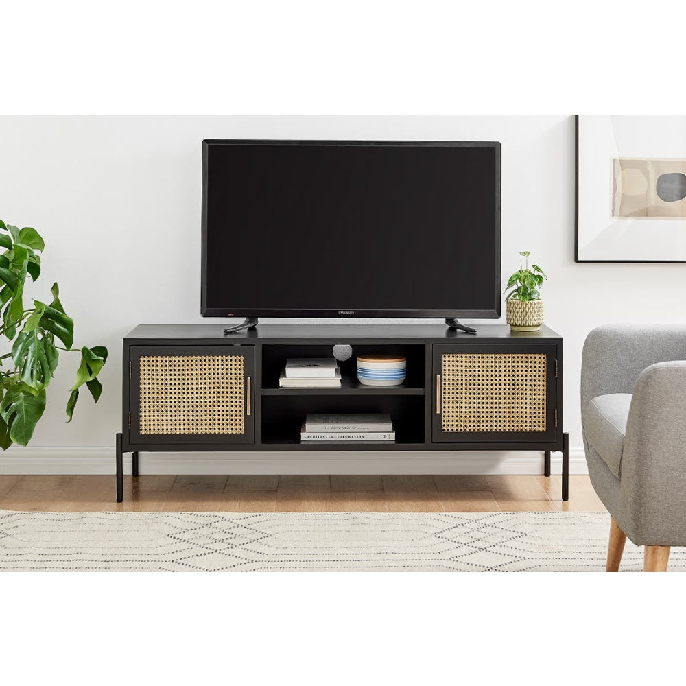 Mia Lowline Entertainment Unit TV Stand Storage Cabinet 144cm - Black Fast shipping On sale