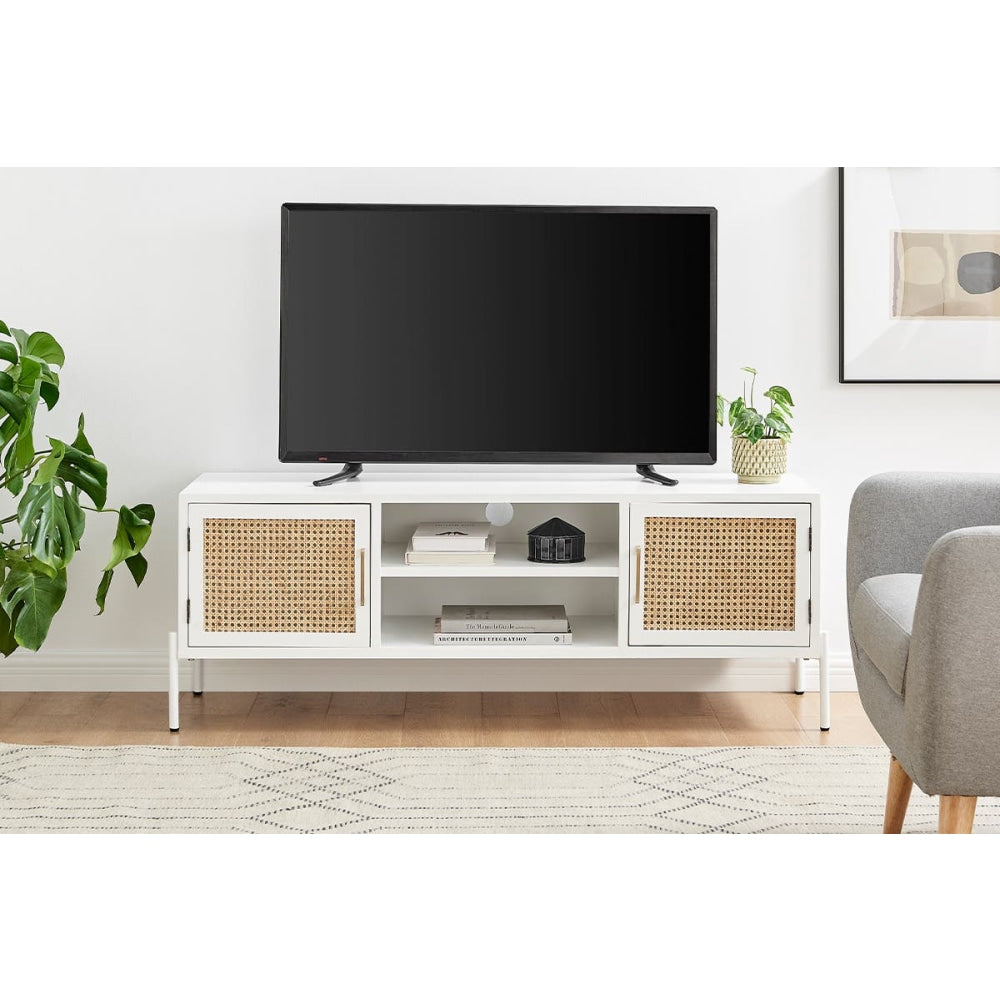 Mia Lowline Entertainment Unit TV Stand Storage Cabinet 144cm - White Fast shipping On sale