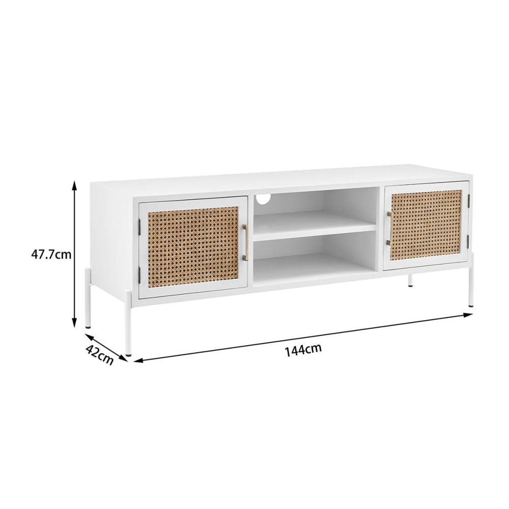 Mia Lowline Entertainment Unit TV Stand Storage Cabinet 144cm - White Fast shipping On sale