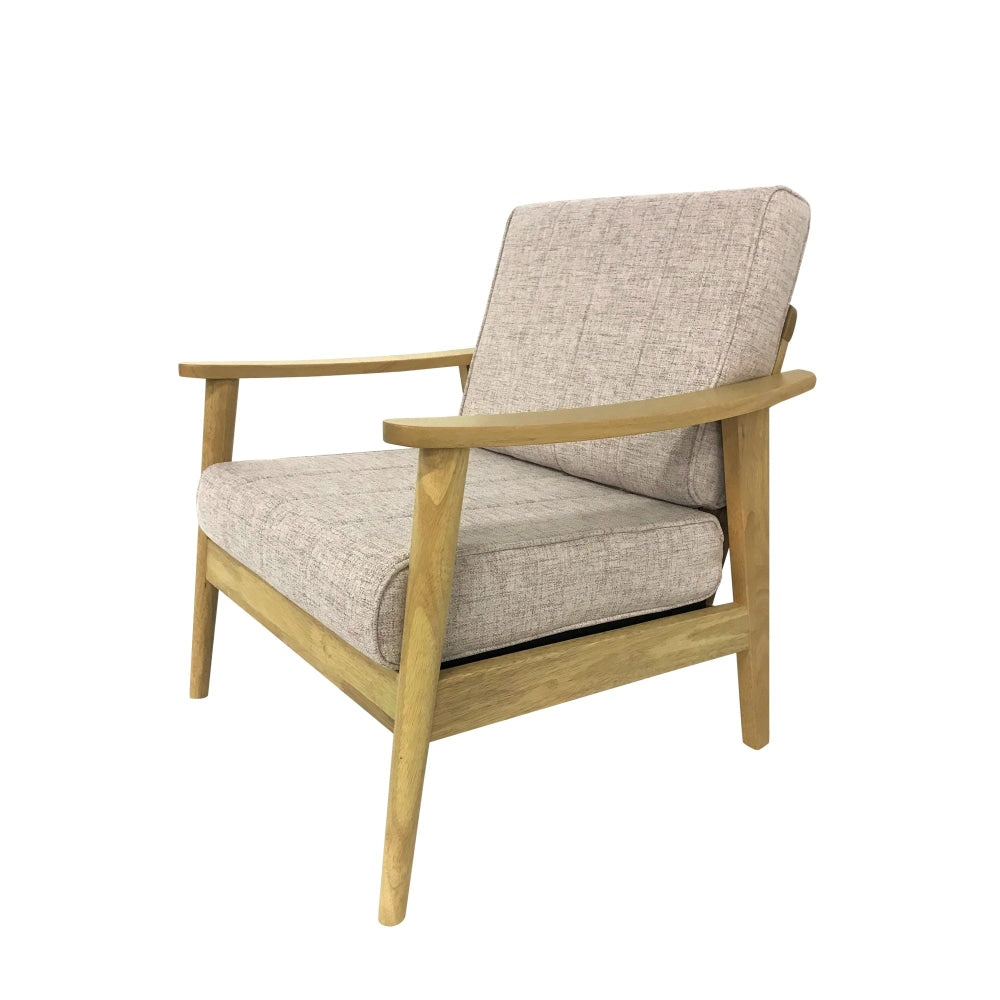 Mia Scandinavian Fabric Accent Armchair Wooden Frame - Light Dusk Fast shipping On sale