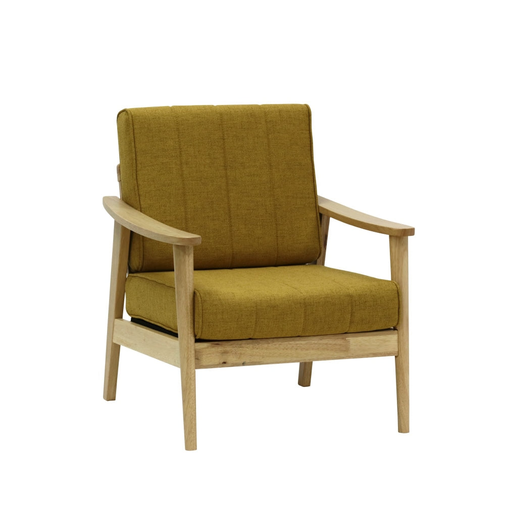Mia Scandinavian Fabric Accent Armchair Wooden Frame - Yellow Fast shipping On sale