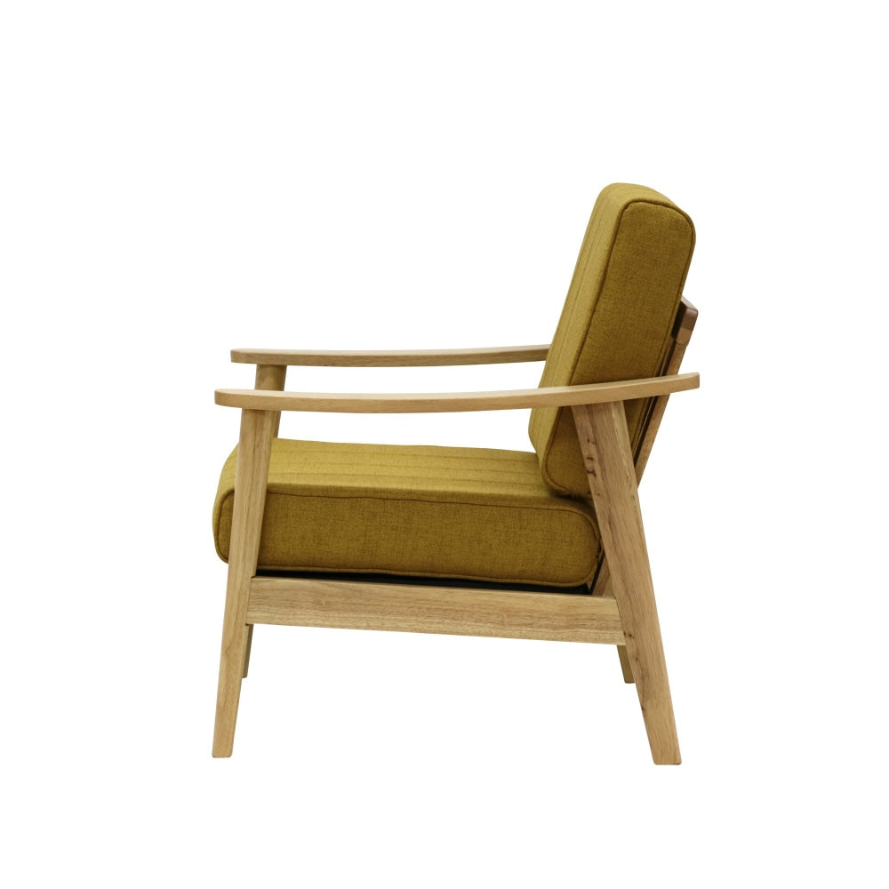 Mia Scandinavian Fabric Accent Armchair Wooden Frame - Yellow Fast shipping On sale