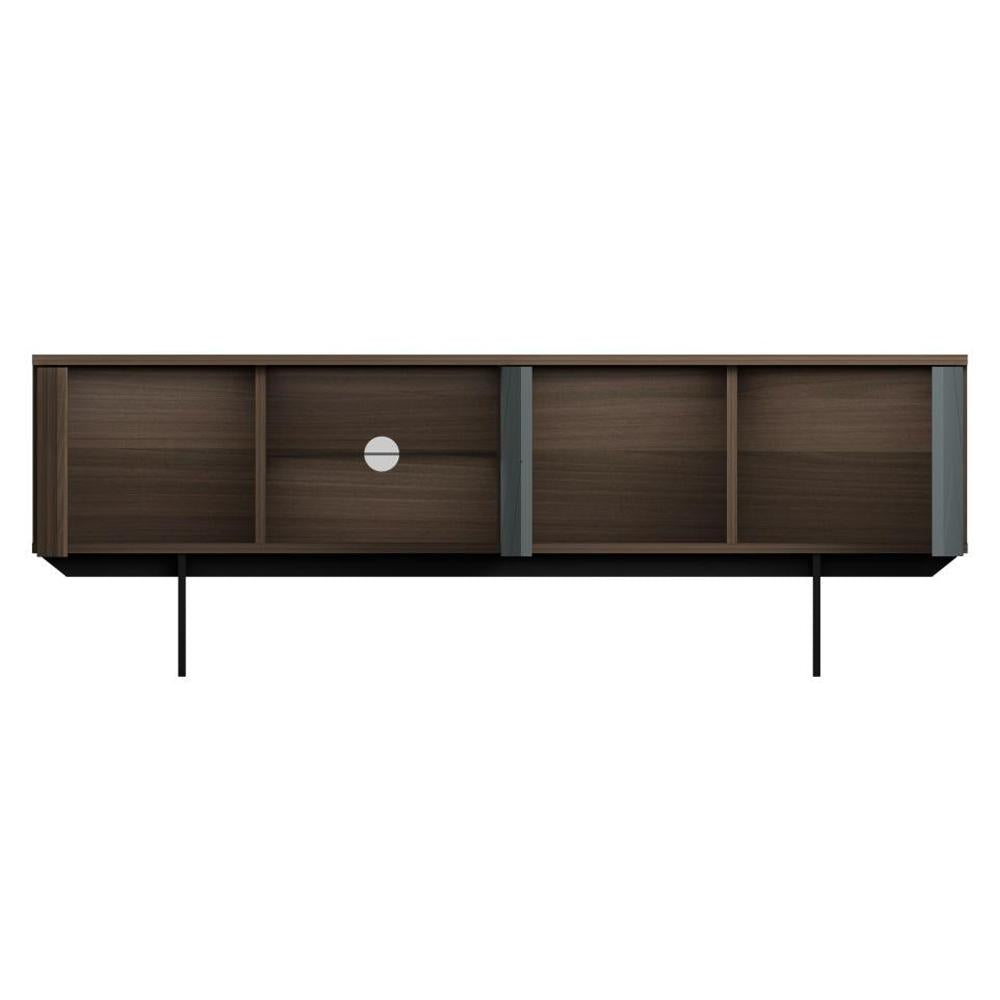 Mia TV Stand Cabinet Entertainment Unit - Walnut & Blue Fast shipping On sale