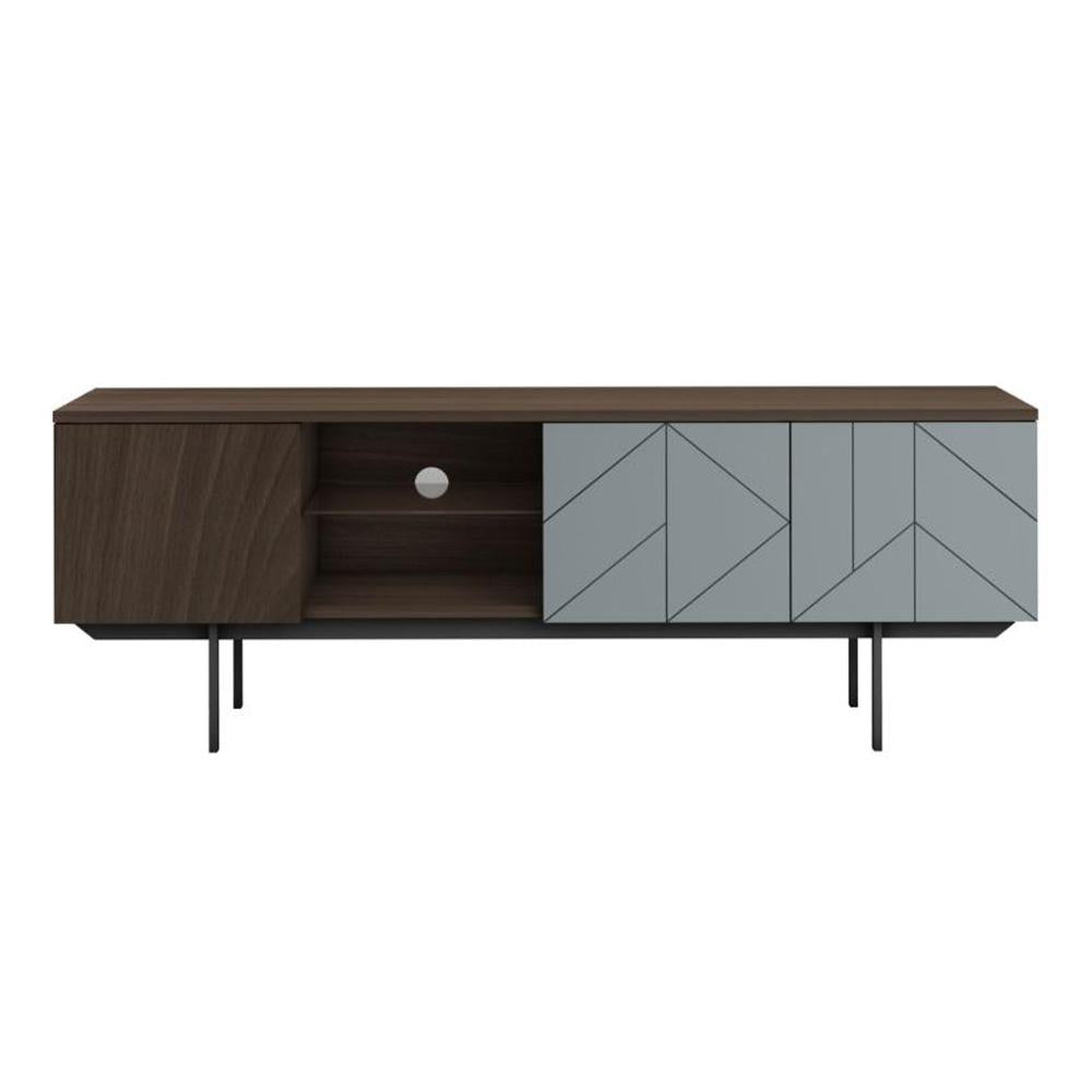 Mia TV Stand Cabinet Entertainment Unit - Walnut & Blue Fast shipping On sale