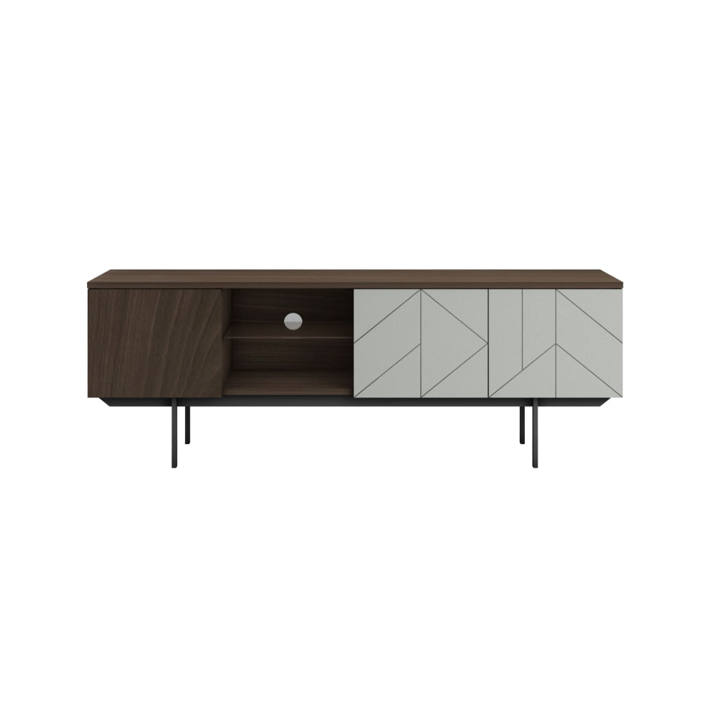 Mia TV Stand Cabinet Entertainment Unit - Walnut & Grey Fast shipping On sale