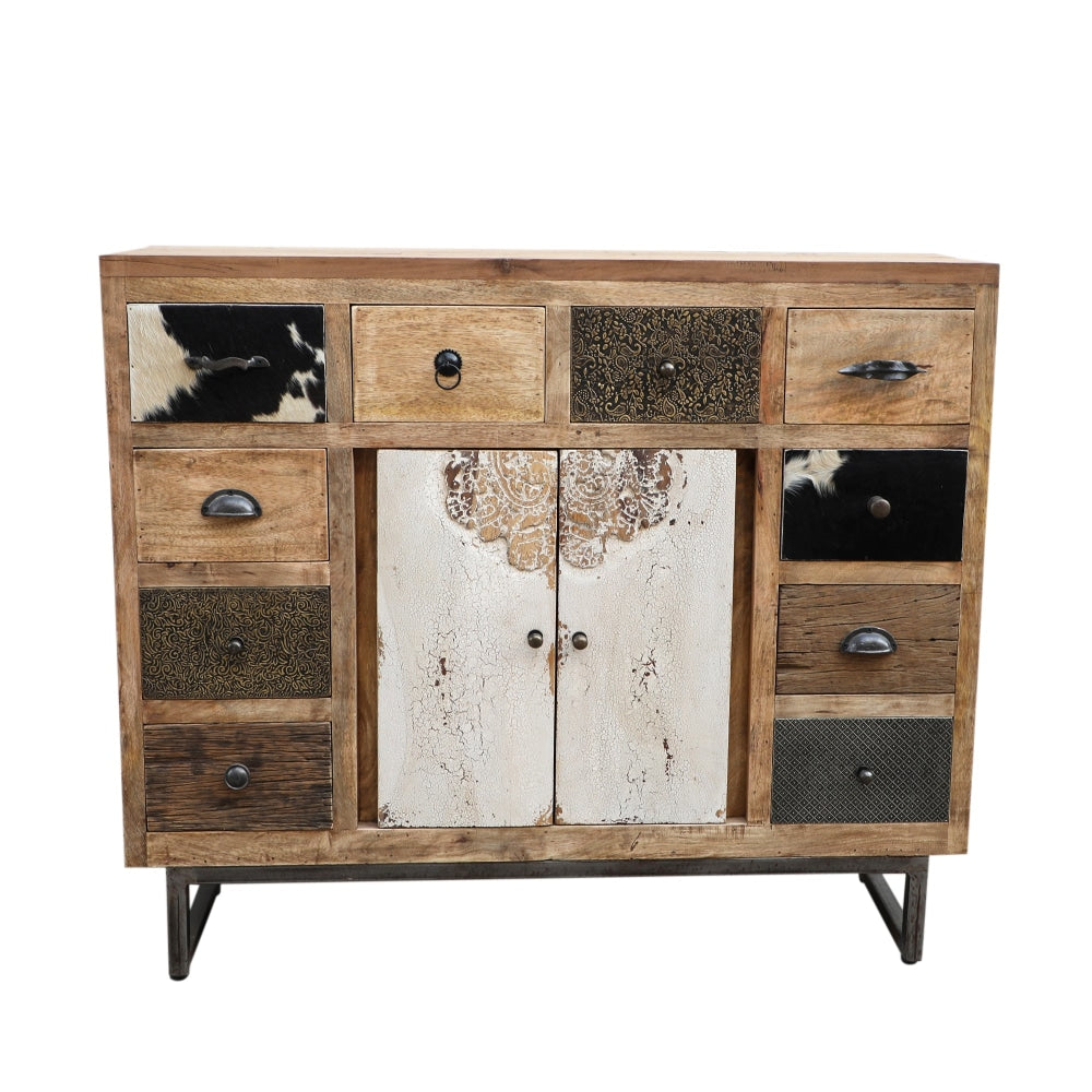 Michelle Chest of Drawers Sideboard Storage Cabinet Cowhide Patchwork & Buffet Unit Fast shipping On sale