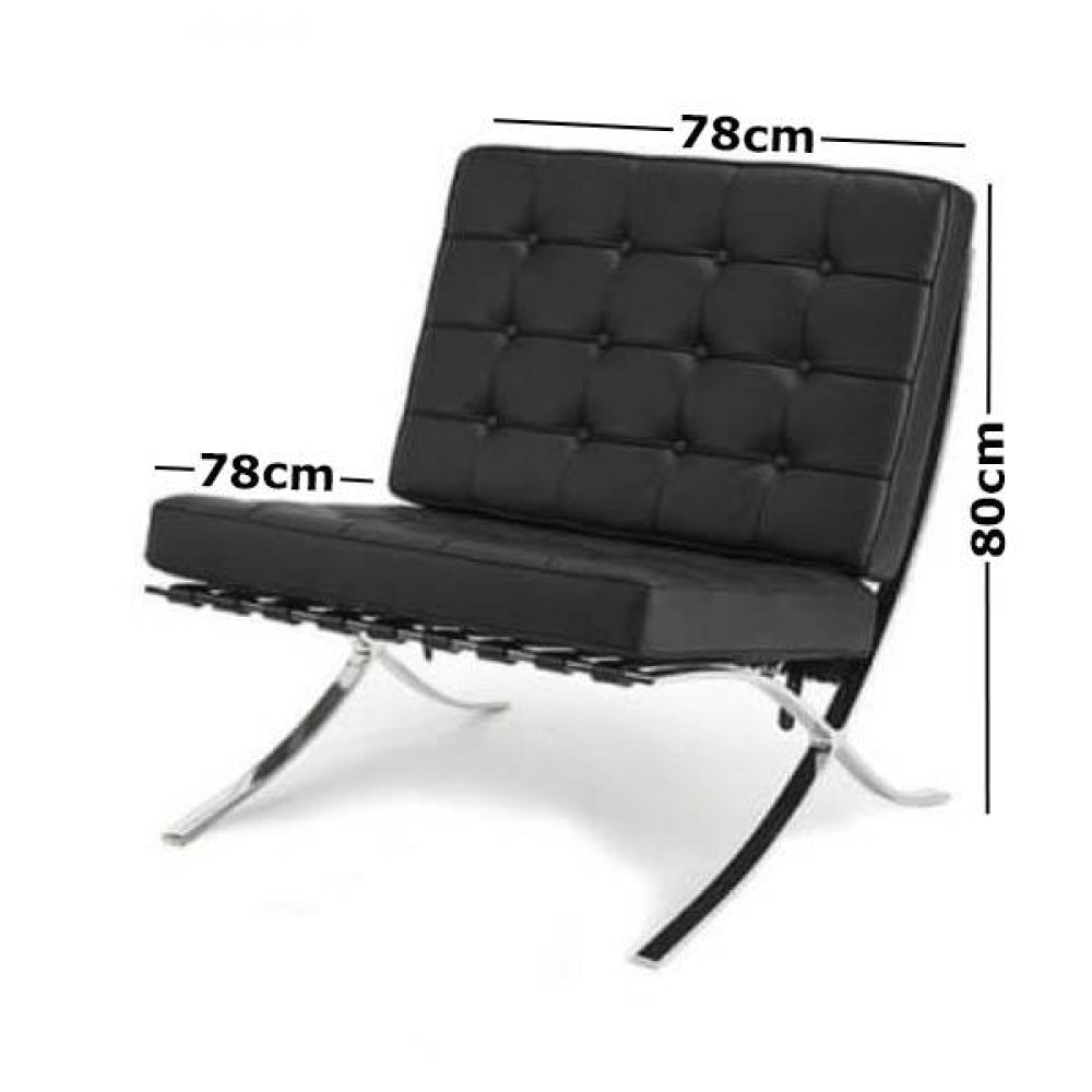 Mies Van Der Rohe Replica Barcelona Chair Premium Leather - Black Sofa Fast shipping On sale