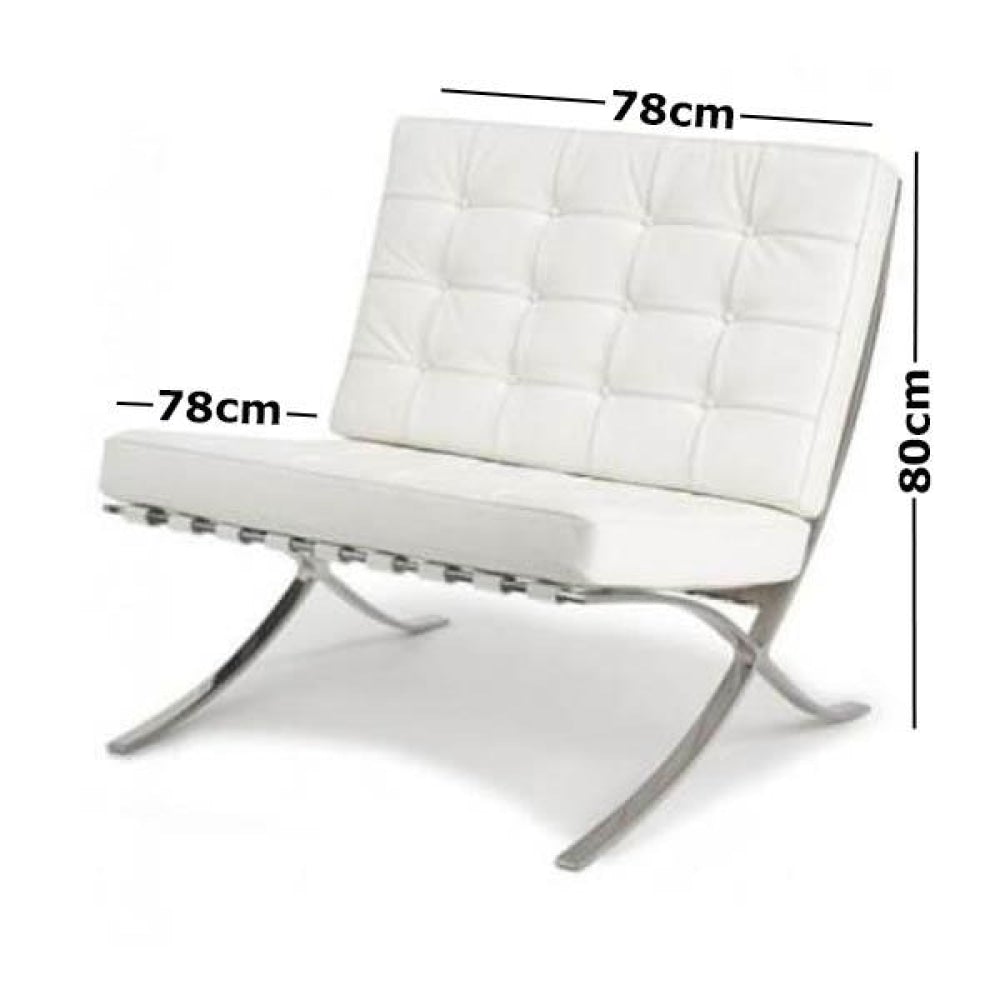 Mies Van Der Rohe Replica Barcelona Chair Premium Leather - White Sofa Fast shipping On sale