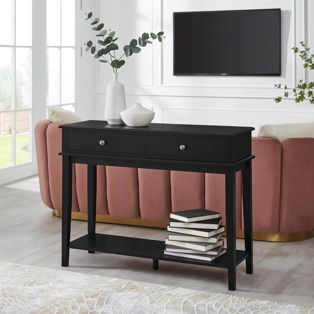 Mika Wooden Hall Console Table W/ 2-Drawer - Black Fast shipping On sale