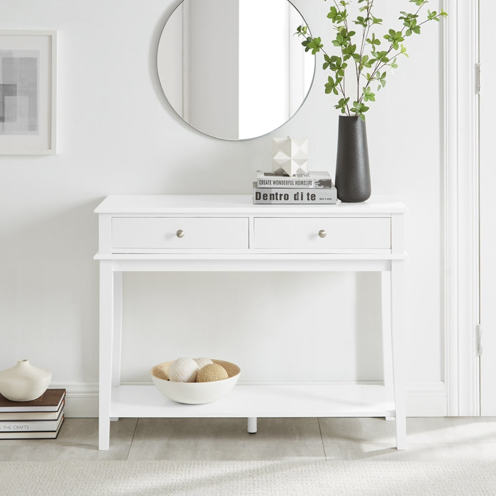 Mika Wooden Hall Console Table W/ 2-Drawer - White Fast shipping On sale