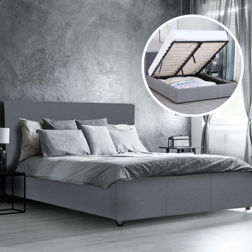 Milano Luxury Gas Lift Bed with Headboard (Model 1) - Grey No.28 - King Frame Fast shipping On sale
