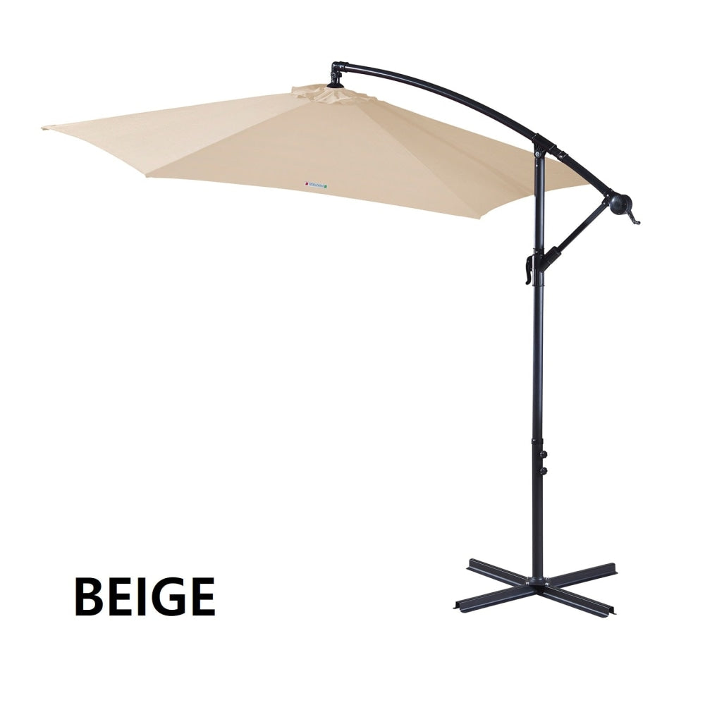 Milano Outdoor 3 Metre Cantilever Umbrella (No Cover) - Beige Patio Umbrellas Fast shipping On sale