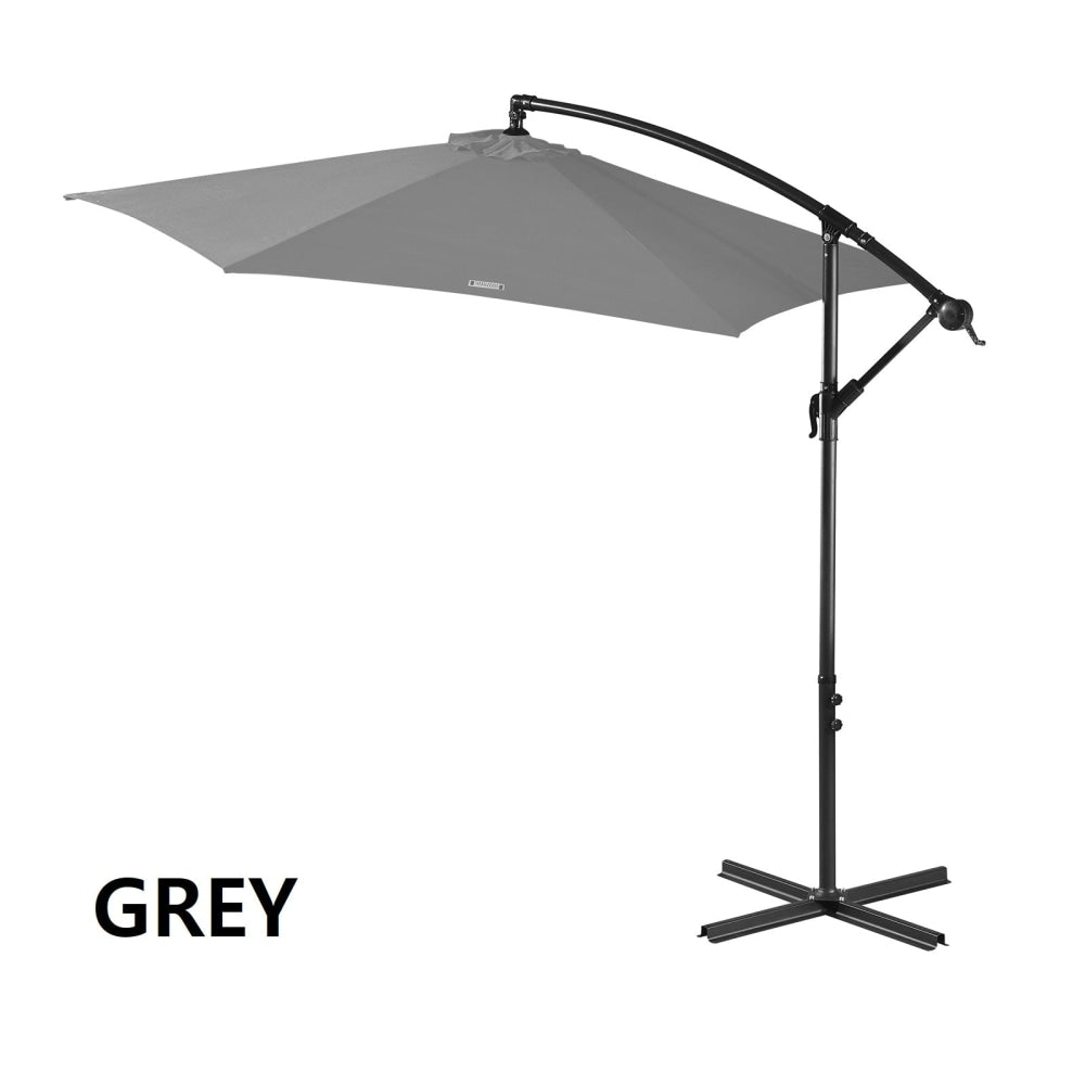 Milano Outdoor 3 Metre Cantilever Umbrella (No Cover) - Grey Patio Umbrellas Fast shipping On sale
