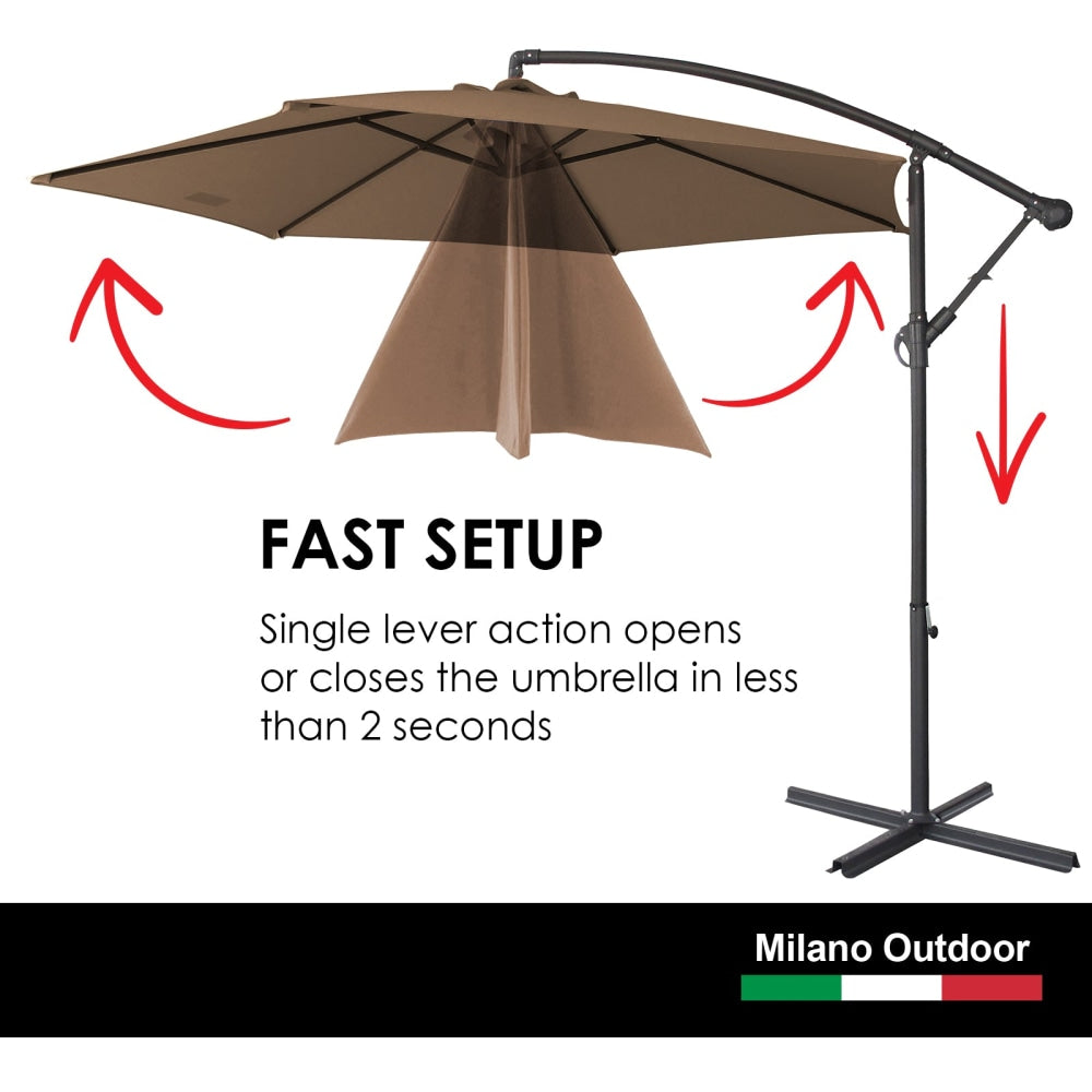 Milano Outdoor 3 Metre Cantilever Umbrella (No Cover) - Latte Patio Umbrellas Fast shipping On sale