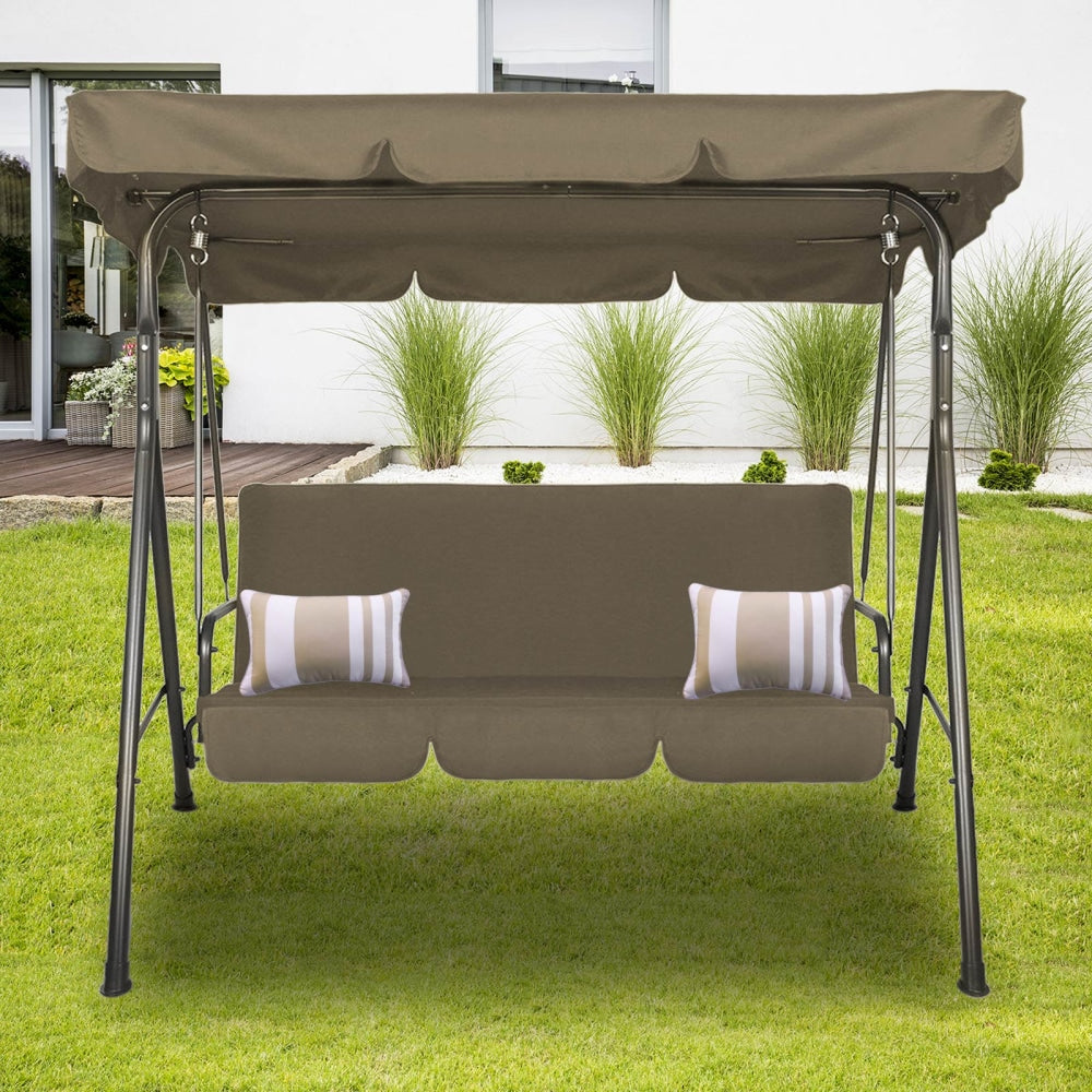 Milano Outdoor Steel Swing Chair - Coffee (1 Box) Furniture Fast shipping On sale