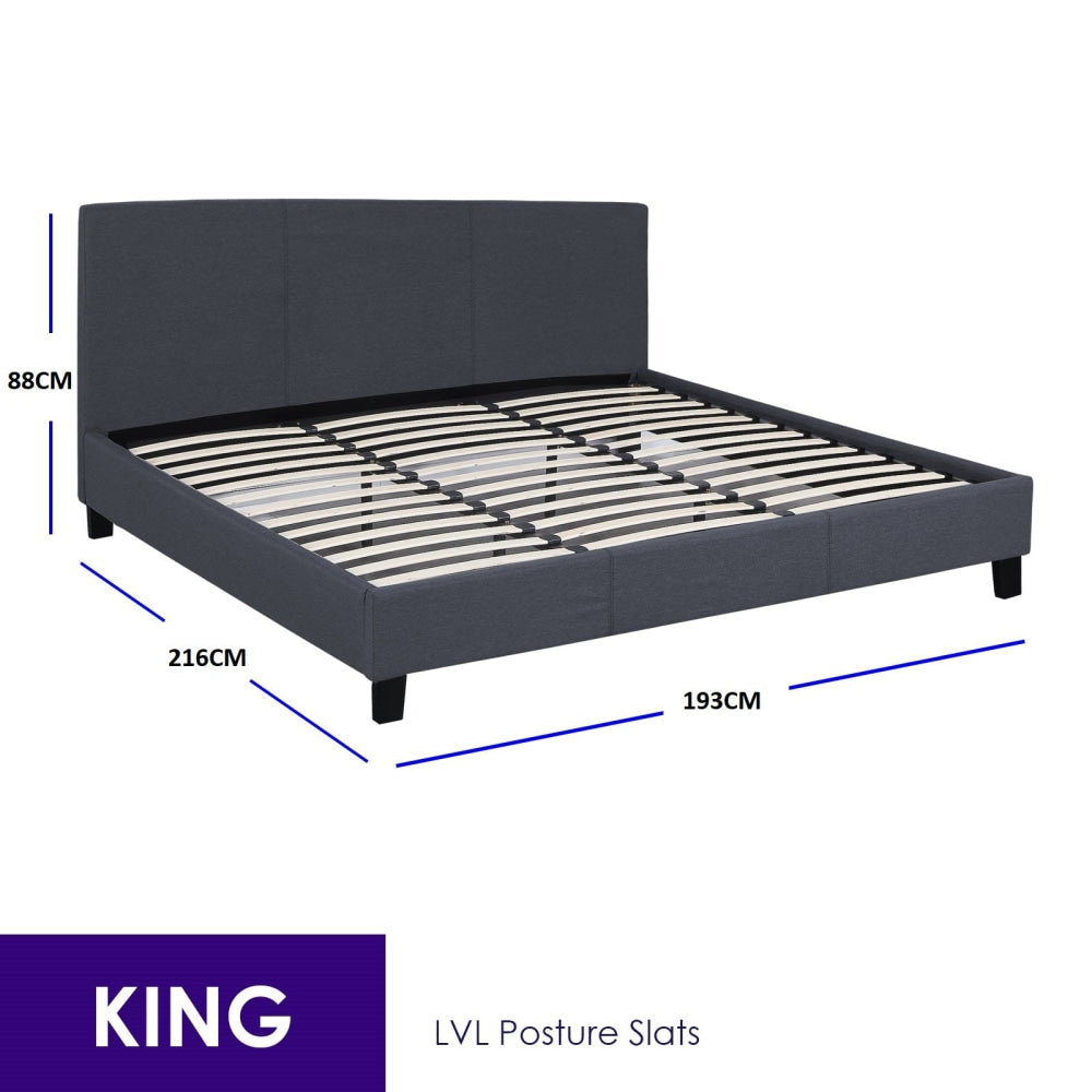 Milano Sienna Luxury Bed with Headboard (Model 2) - Charcoal No.35 - King Frame Fast shipping On sale