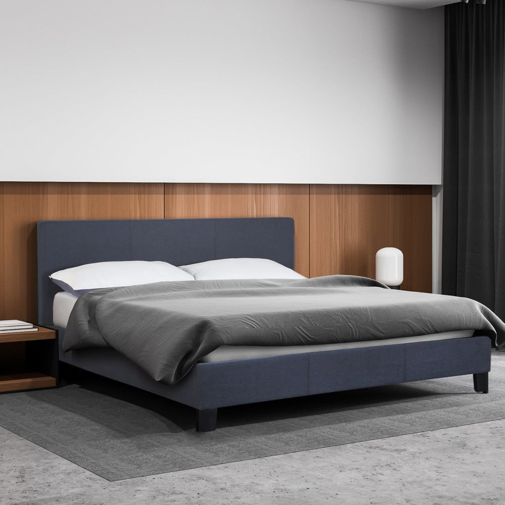 Milano Sienna Luxury Bed with Headboard (Model 2) - Charcoal No.35 - King Single Frame Fast shipping On sale