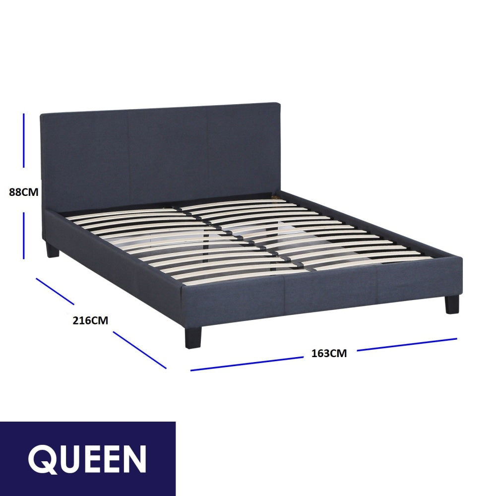 Milano Sienna Luxury Bed with Headboard (Model 2) - Charcoal No.35 - Queen Frame Fast shipping On sale