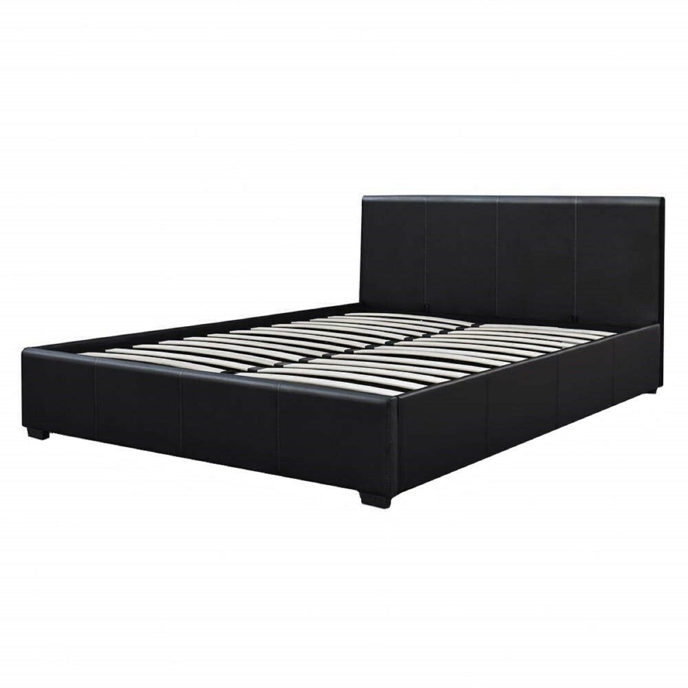 Modern Designer Gas Lift PU Leather Queen Bed Frame With Headboard - Black Fast shipping On sale