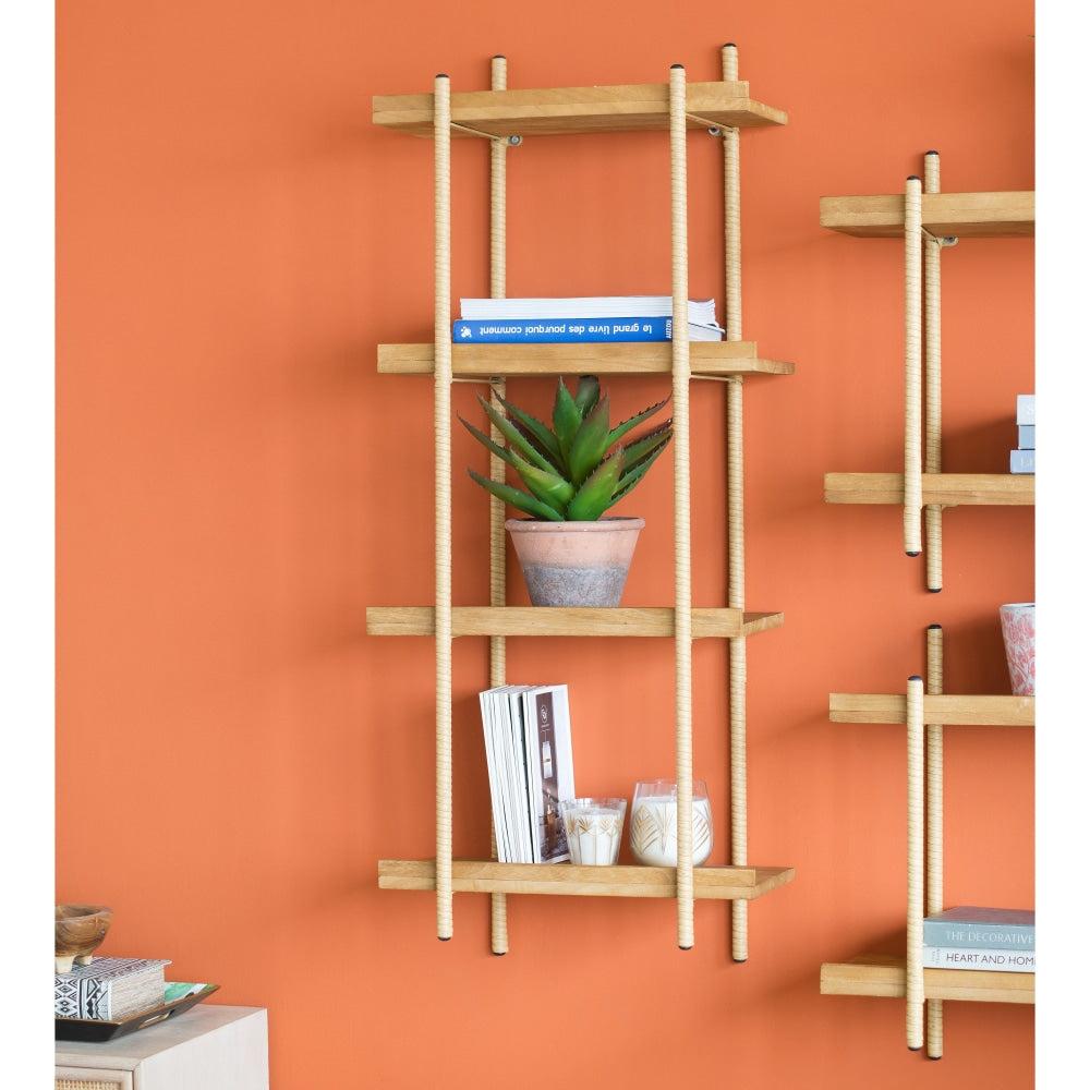Mina 3-Tier Minimalist Wall Hanging Display Shelf - Natural Bookcase Fast shipping On sale
