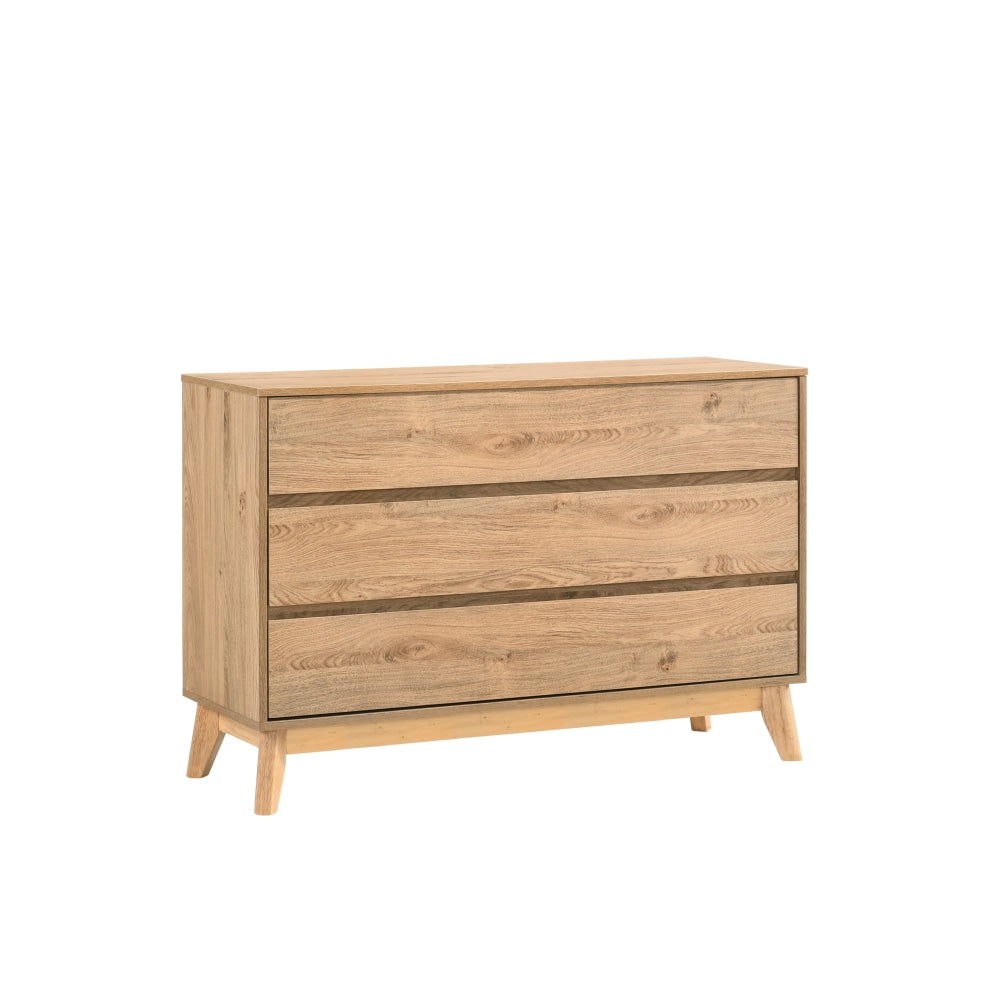 Minere Modern Wooden Chest Of 3-Drawers Lowboy Storage Cabinet - Oak Drawers Fast shipping On sale