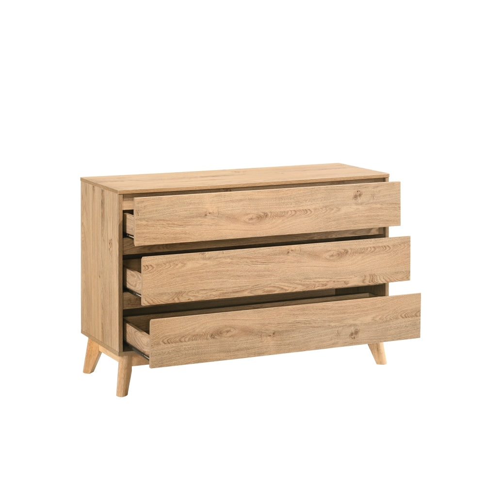 Minere Modern Wooden Chest Of 3-Drawers Lowboy Storage Cabinet - Oak Drawers Fast shipping On sale