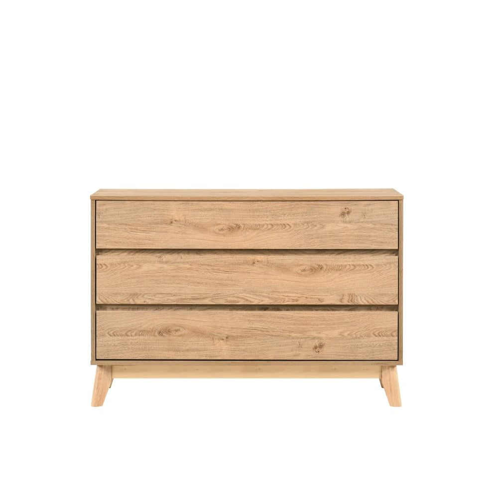 Minere Modern Wooden Chest Of 3-Drawers Lowboy Storage Cabinet - Oak Drawers Fast shipping On sale