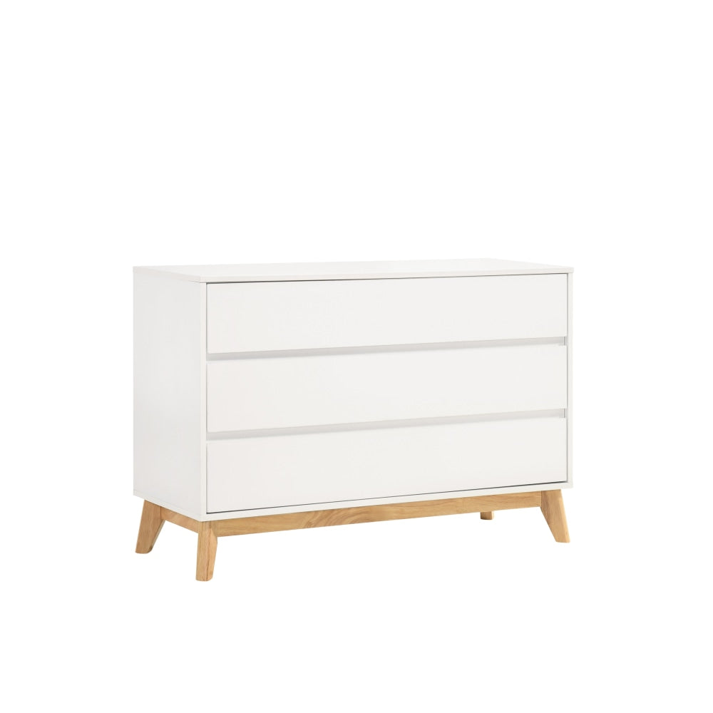 Minere Modern Wooden Chest Of 3-Drawers Lowboy Storage Cabinet - White/Oak Drawers Fast shipping On sale