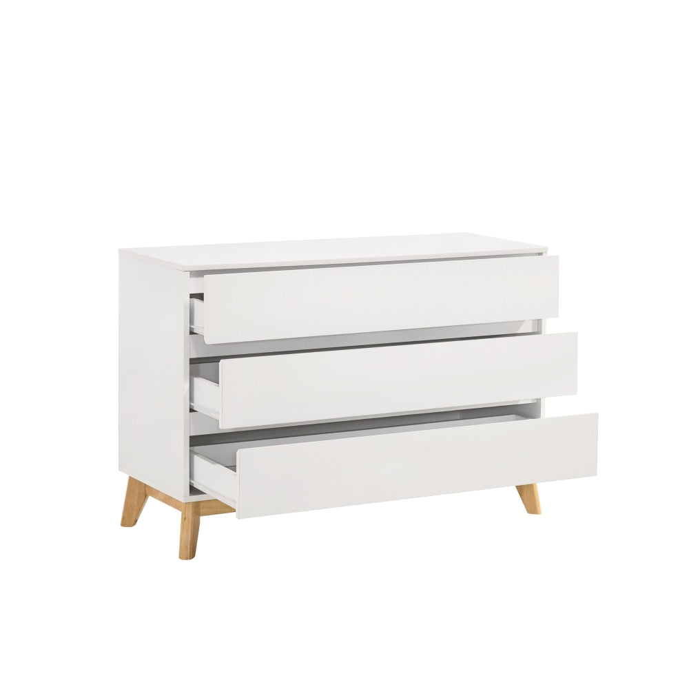 Minere Modern Wooden Chest Of 3-Drawers Lowboy Storage Cabinet - White/Oak Drawers Fast shipping On sale