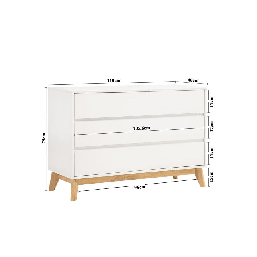 Minere Modern Wooden Chest Of 3-Drawers Lowboy Storage Cabinet - White/Oak Drawers Fast shipping On sale