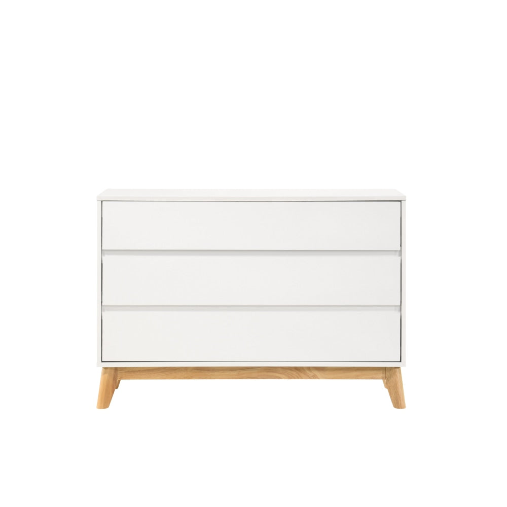 Minere Modern Wooden Chest Of 3-Drawers Lowboy Storage Cabinet - White/Oak Drawers Fast shipping On sale