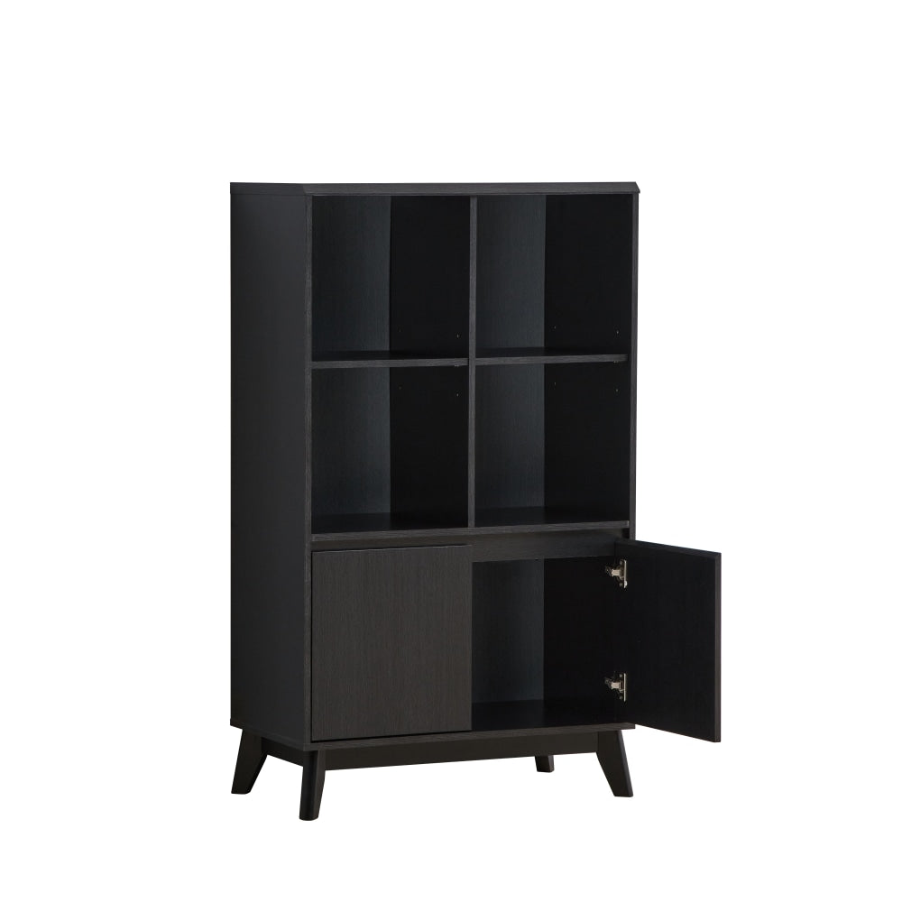 Minere Multi Purpose Bookcase Cupboard Storage Cabinet W/ 2-Doors 4-Shelf - Black Fast shipping On sale