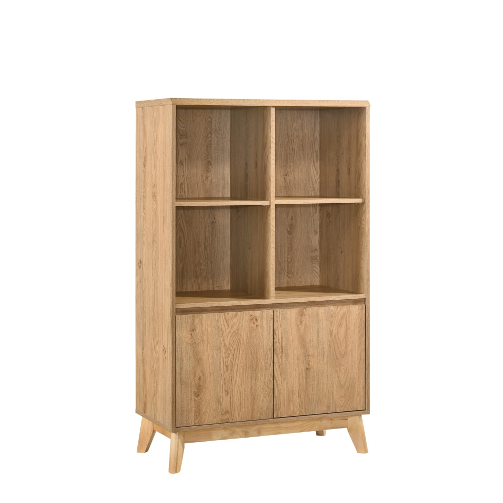 Minere Multi Purpose Bookcase Cupboard Storage Cabinet W/ 2 - Doors 4 - Shelf - Oak Fast shipping On sale