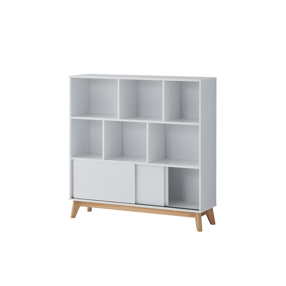 Minere Multi-Purpose Bookcase Display Storage Cabinet W/ 2-Doors - White/Oak Fast shipping On sale