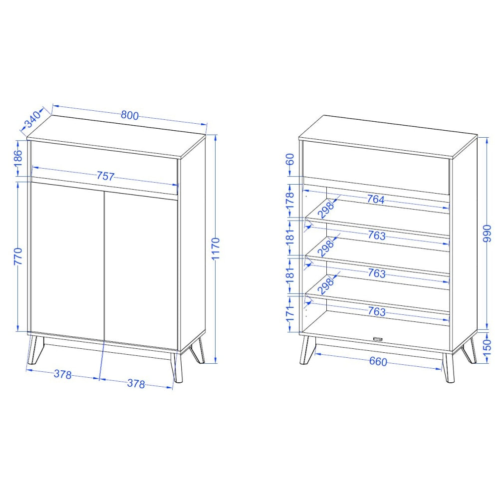 Minere Multi Purpose Low Cupboard Storage Cabinet W/ 2-Doors 1-Drawer - Oak Fast shipping On sale