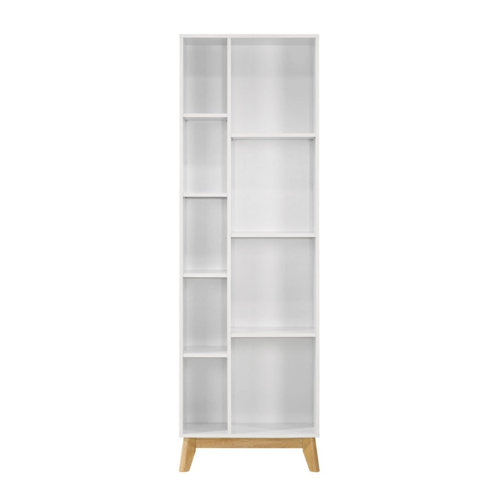 Minere Wooden Bookcase Display Shelf Cabinet Mixed Shelfs - White/Oak Fast shipping On sale