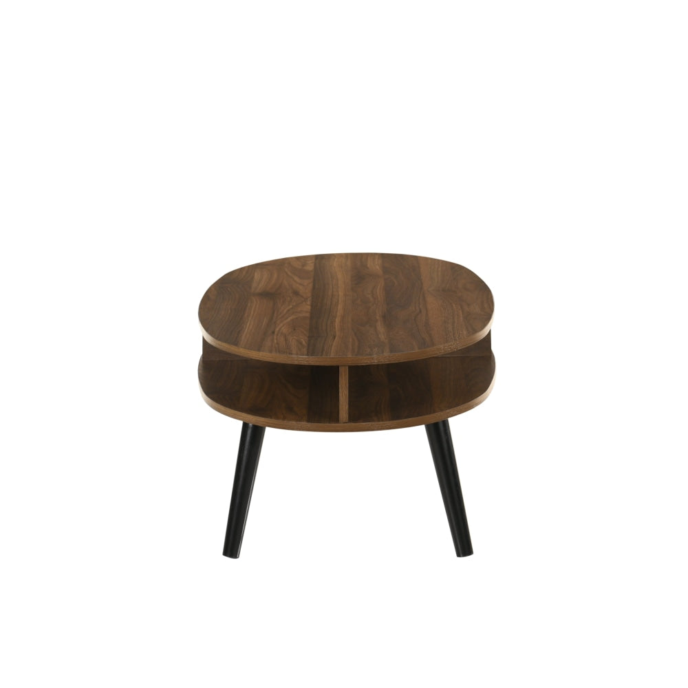 Minere Wooden Oval Coffee Table W/ Open Shelf - Walnut/Black Fast shipping On sale