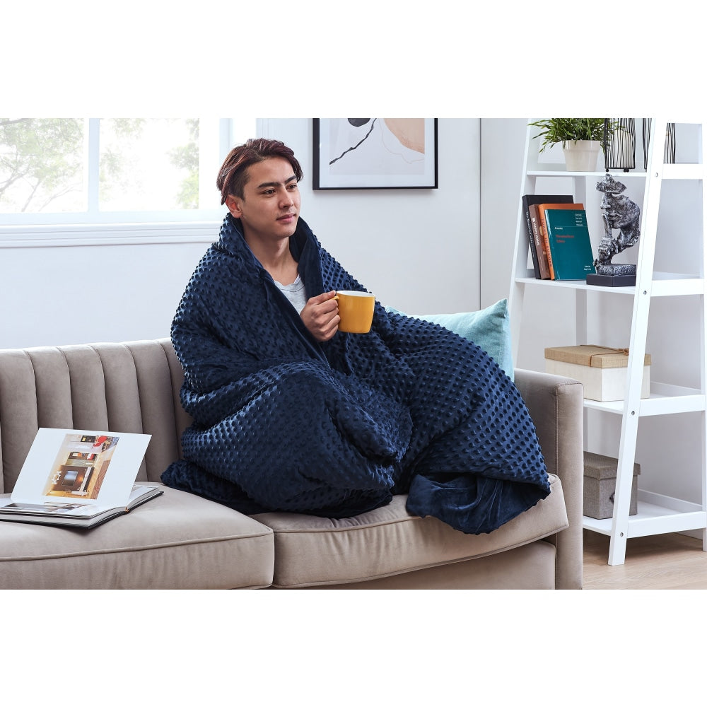 Mink Dot Weighted Cotton Blanket - Navy 7KG 7kg Fast shipping On sale