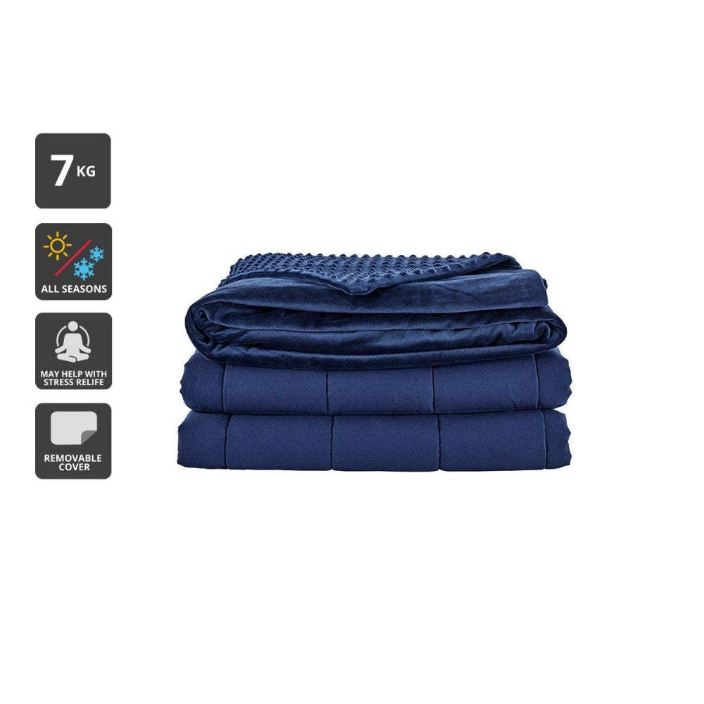 Mink Dot Weighted Cotton Blanket - Navy 7KG 7kg Fast shipping On sale