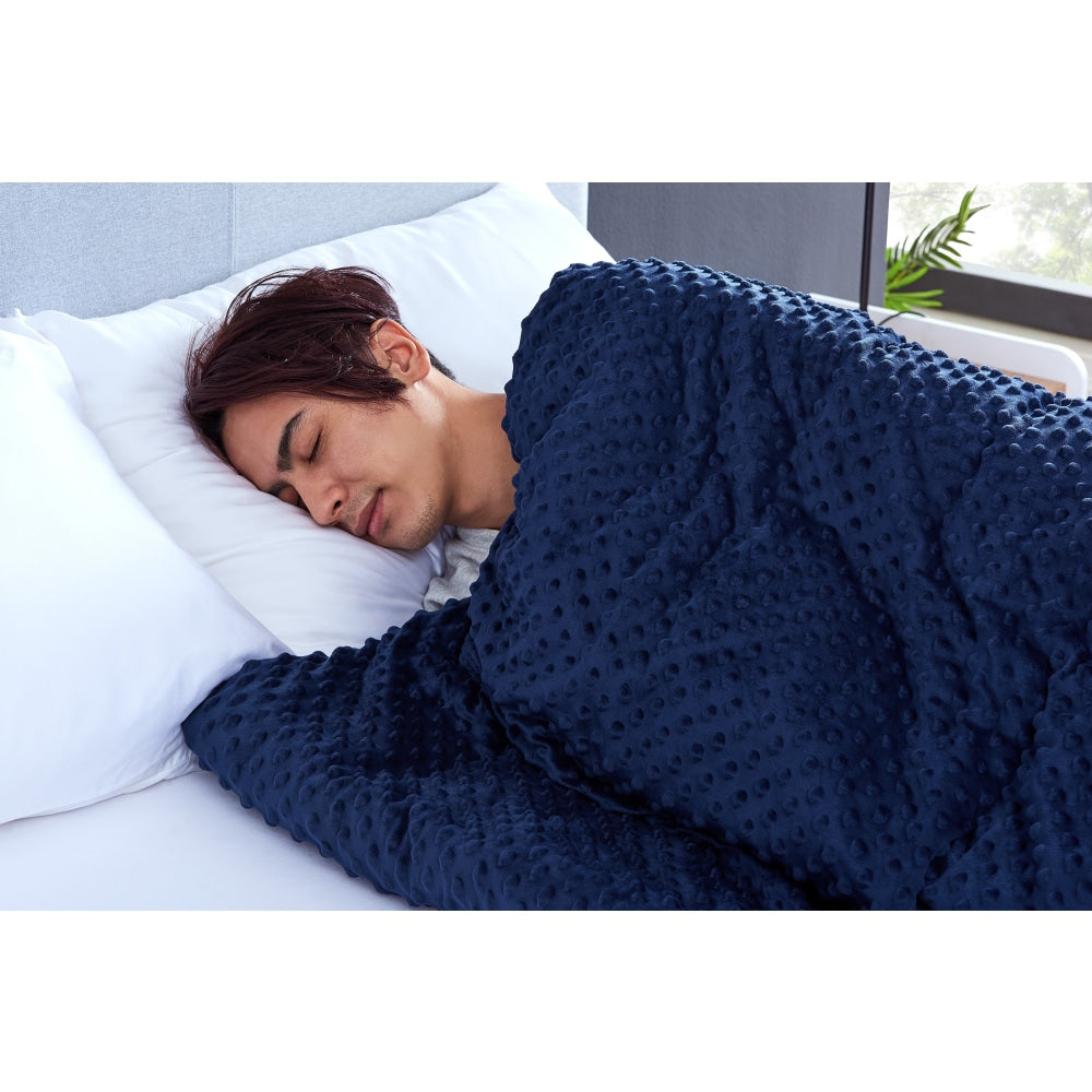 Mink Dot Weighted Cotton Blanket - Navy 9KG 9kg Fast shipping On sale