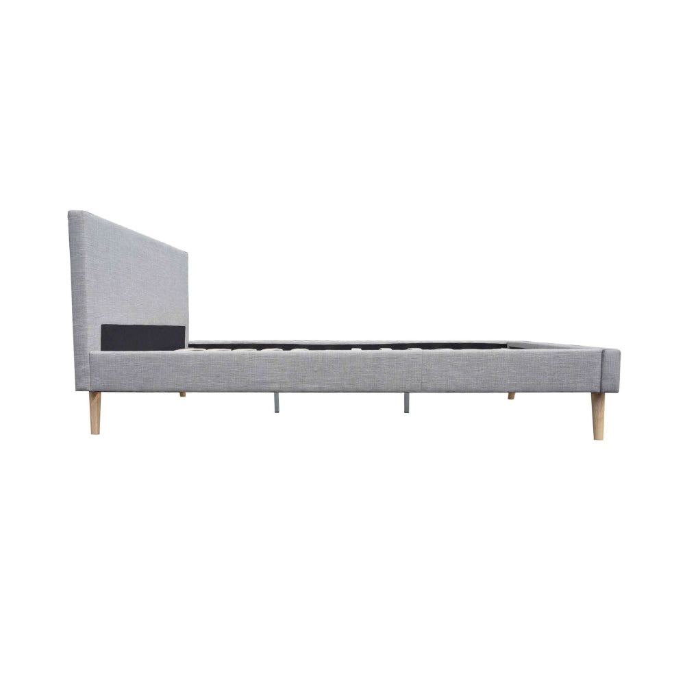 Designer Fabric Bed Frame Wooden Legs With Headboard Double Light Grey Fast shipping On sale