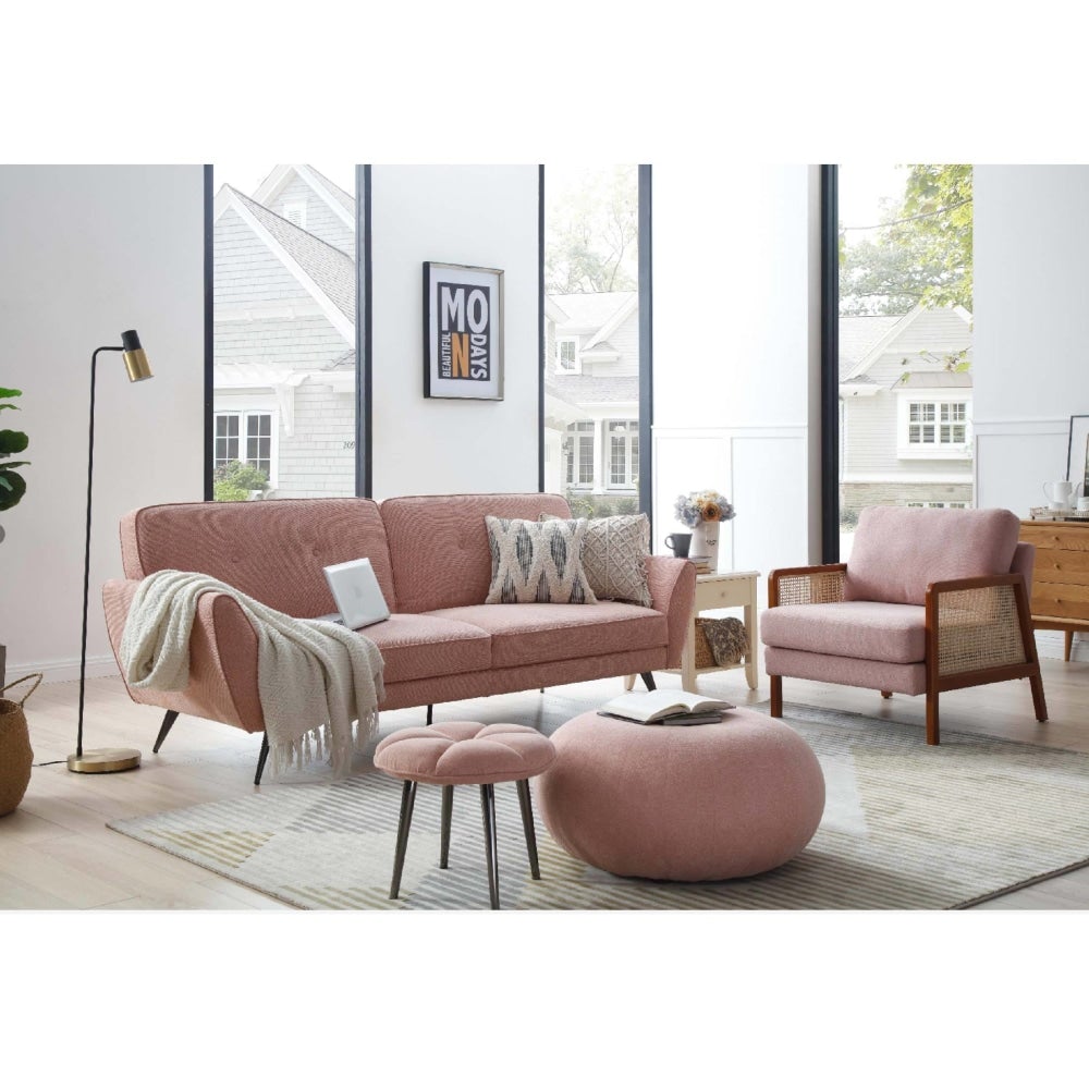 Modern Designer Scandinavian Fabric 3 - Seater Sofa Bed - Pink Fast shipping On sale